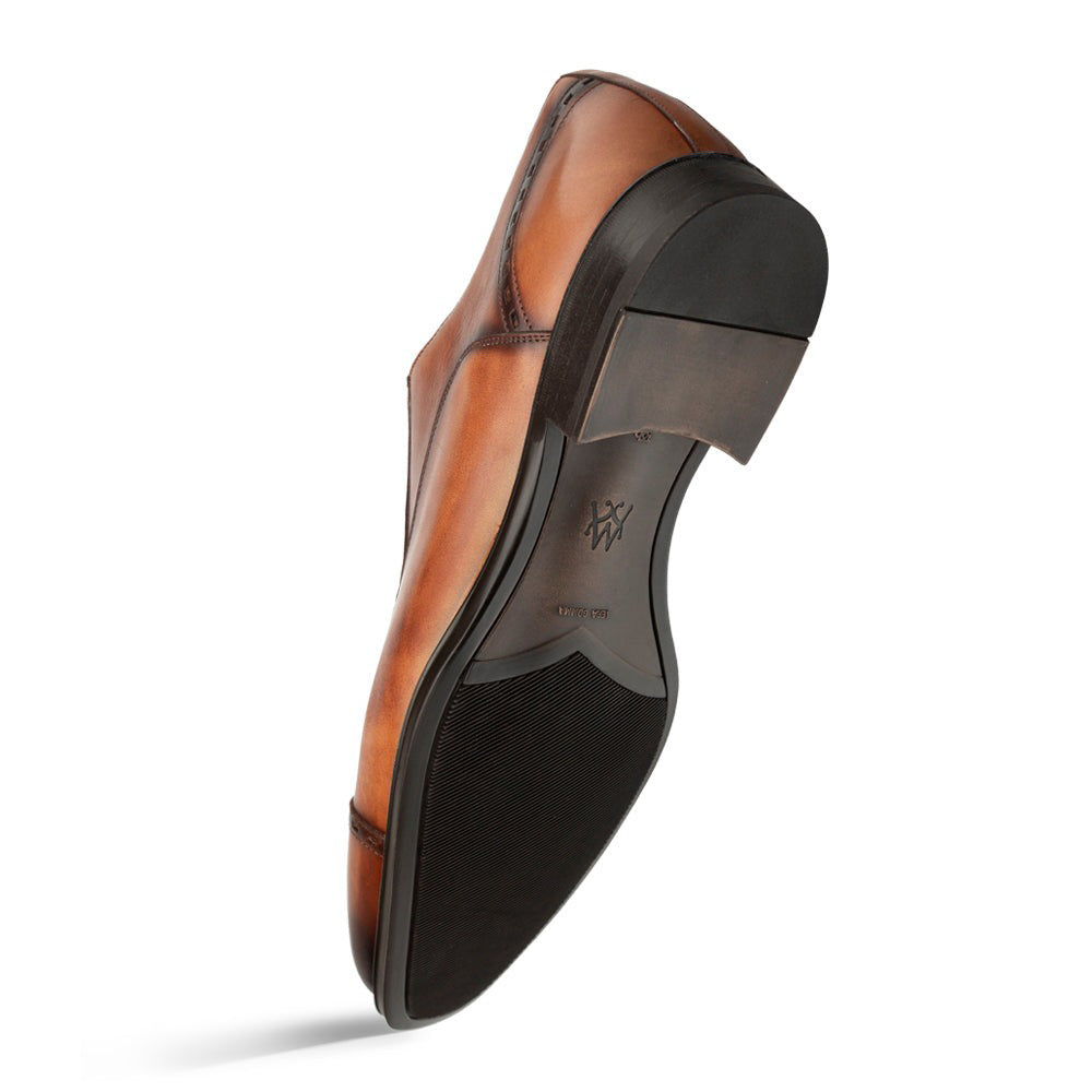 Mezlan Amaro Leather Captoe Rubber Oxfords Dark Cognac (20817)
