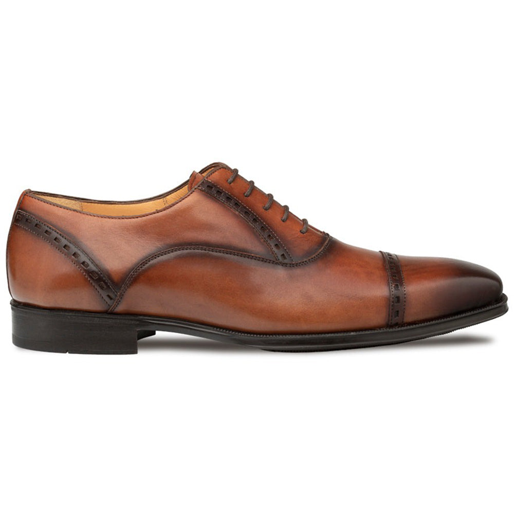 Mezlan Amaro Leather Captoe Rubber Oxfords Dark Cognac