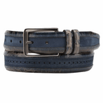 Mezlan AO10825 Crocodile & Suede Belt Blue / Camel