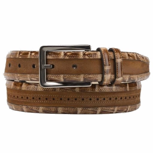 Mezlan AO10825 Crocodile & Suede Belt Camel / Beige
