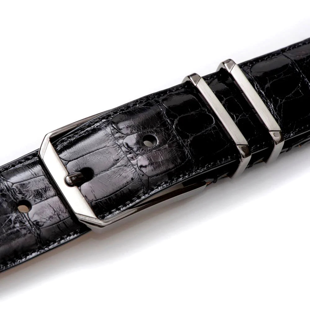 Mezlan Genuine Crocodile Belt Black