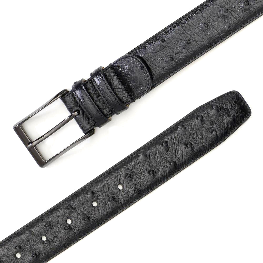 Mezlan Ostrich Quill Belt Black (AO8146 )