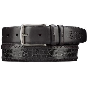 Mezlan AO9654 Genuine Crocodile  & Calfskin Belt Gray