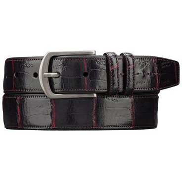 Mezlan AO9657 Genuine Crocodile Belt Black / Ruby