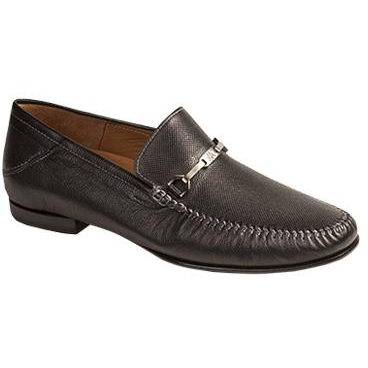 Mezlan Aranda Tumbled Calfskin Bit Loafers Black