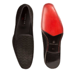Mezlan Aristotle Embossed Suede Loafers Black