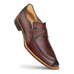 Mezlan Asymmetric Croc-Strap Loafers Tan