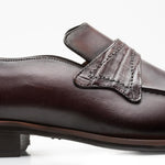 Mezlan Asymmetric Croc-Strap Loafers Tan
