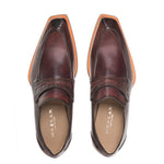 Mezlan Asymmetric Croc-Strap Loafers Tan