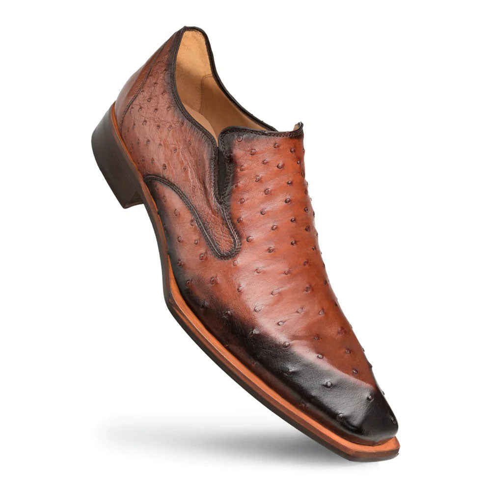 Mezlan Asymmetric Ostrich Slip On Shoes Brandy (SX4786-S)