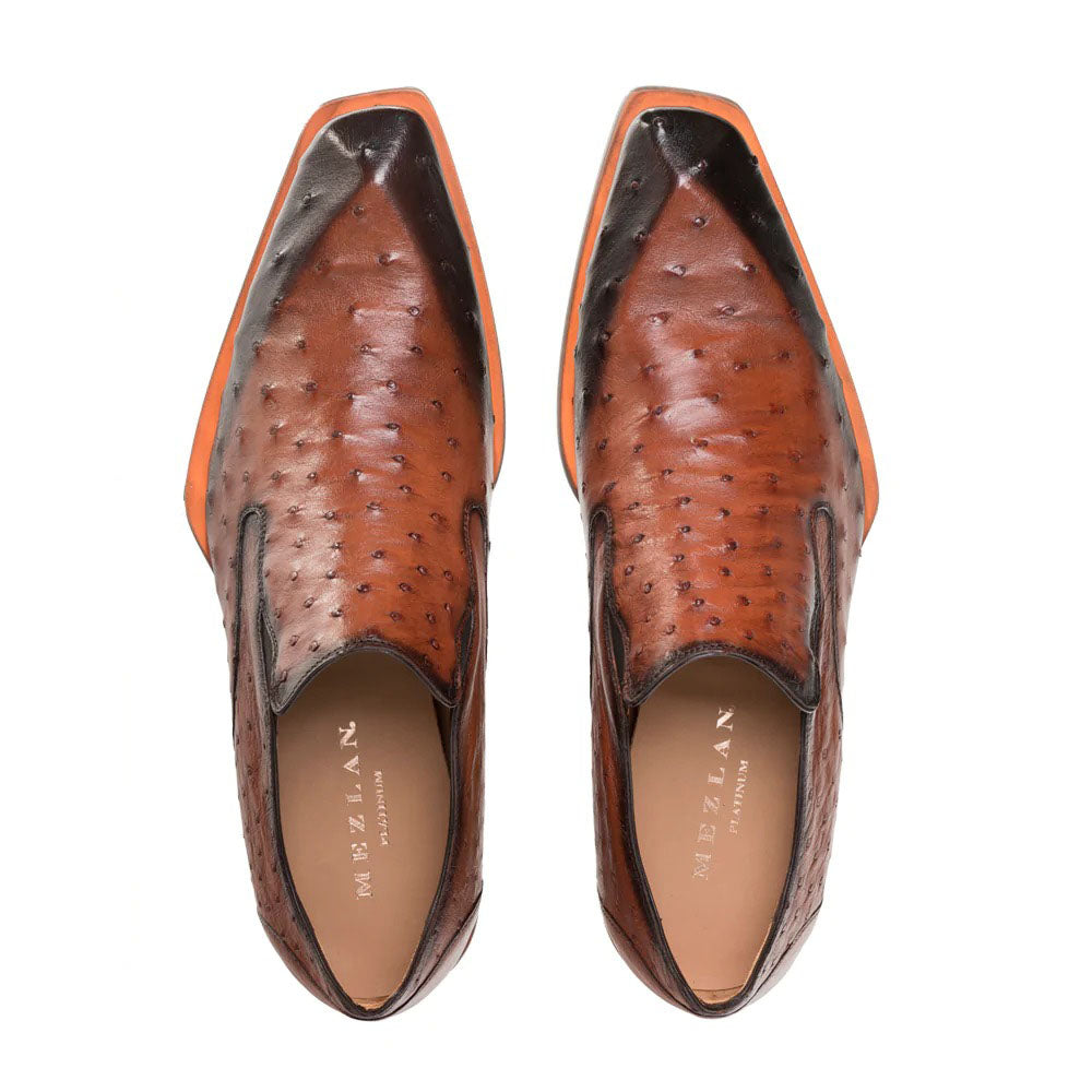 Mezlan Asymmetric Ostrich Slip On Shoes Brandy (SX4786-S)