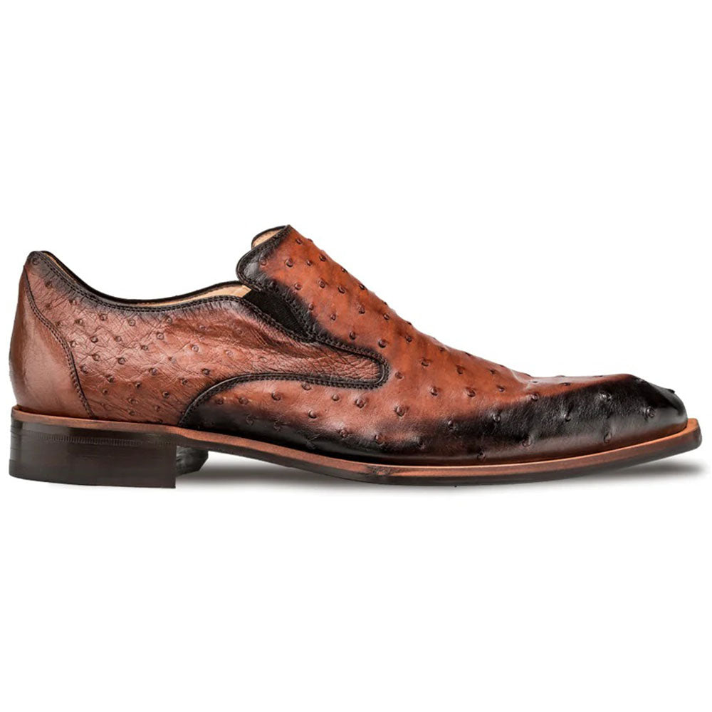 Mezlan Asymmetric Ostrich Slip On Shoes Brandy