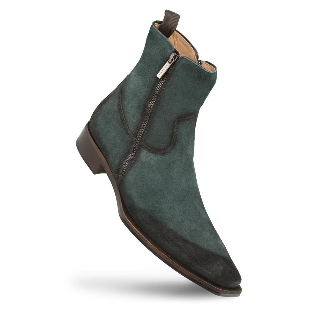 Mezlan Asymmetric Suede Boots Green
