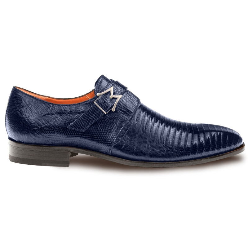 Mezlan Athens Lizard Monk Strap Navy (Exclusive)