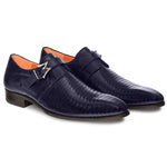 Mezlan Athens Lizard Monk Strap Navy (Exclusive)