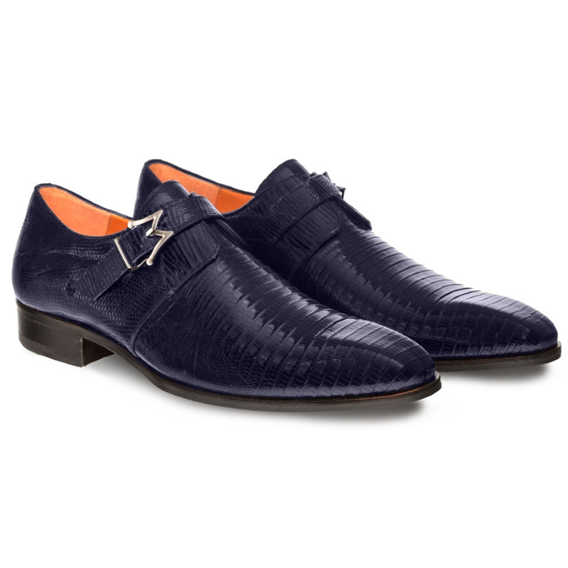 Mezlan Athens Lizard Monk Strap Navy (Exclusive)