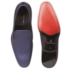 Mezlan Auguste Embossed Calfskin Evening Loafers Blue