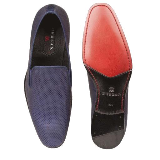 Mezlan Auguste Embossed Calfskin Evening Loafers Blue