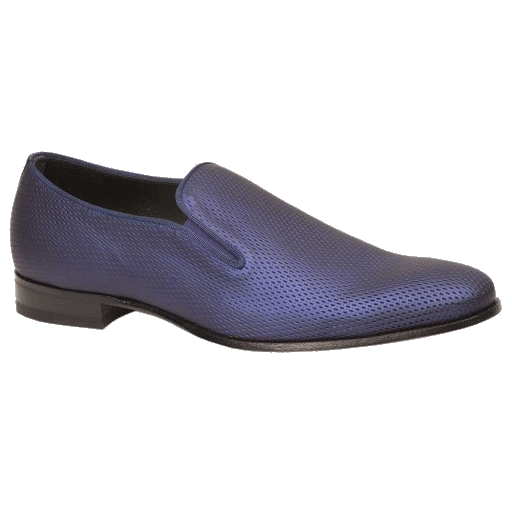 Mezlan Auguste Embossed Calfskin Evening Loafers Blue