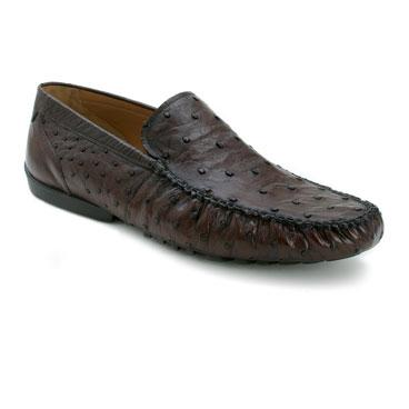Mezlan Banff Ostrich Quill Driving Shoes Tabac