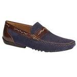 Mezlan Bassols Suede & Calfskin Driving Shoes Blue / Brown