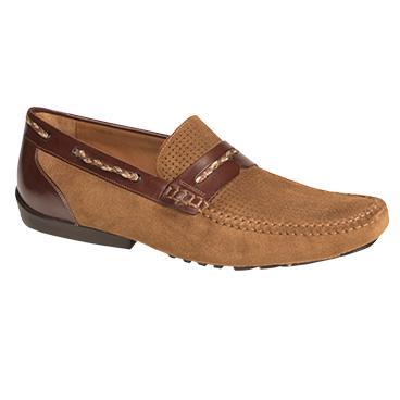 Mezlan Bassols Suede & Calfskin Driving Shoes Tan / Brown