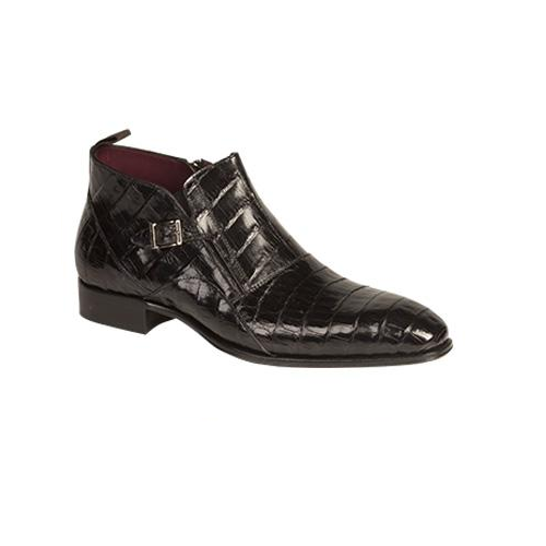 Mezlan Bene Crocodile Ankle Boots Black