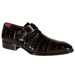 Mezlan Berlin Alligator Monk Strap Shoes Black