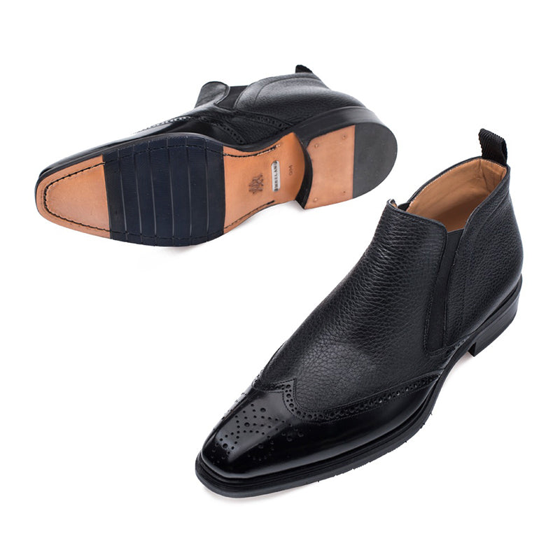 Mezlan Bexley Wing Tip Ankle Boots Black