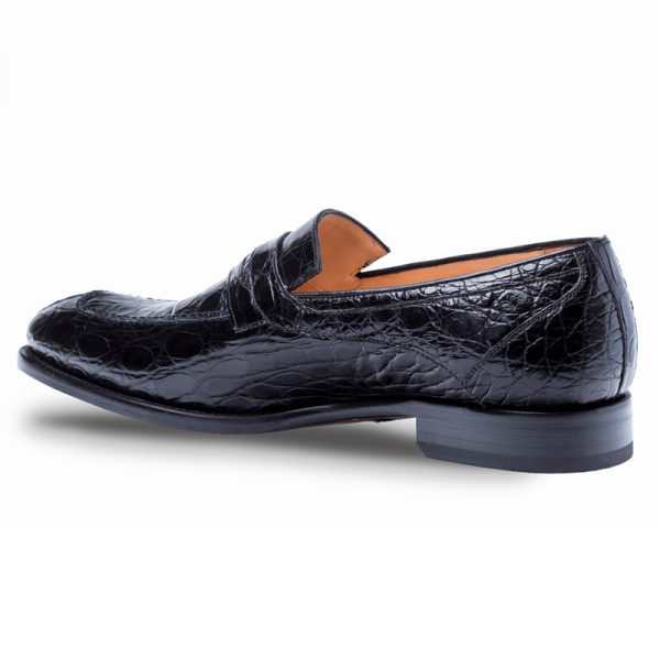 Mezlan Bixby Crocodile Loafer Shoes Black