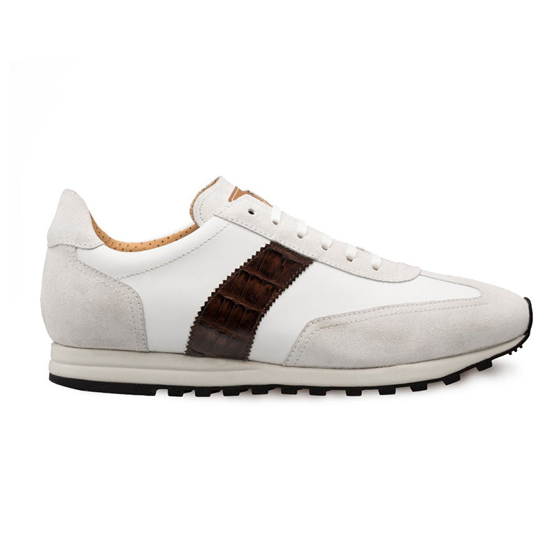 Mezlan Blanco Suede / Calfskin / Crocodile Sneakers White / Brown