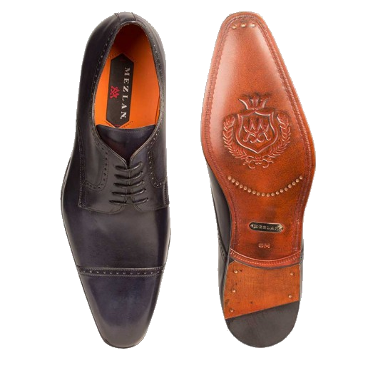 Mezlan Boas Cap Toe Derby Shoes Burnished Black