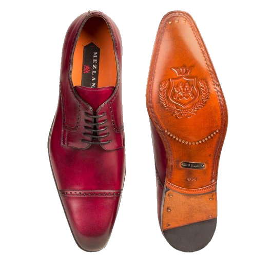 Mezlan Boas Cap Toe Derby Shoes Burnished Burgundy