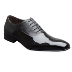 Mezlan Bogart Patent & Ribbed Leather Formal Shoes Black