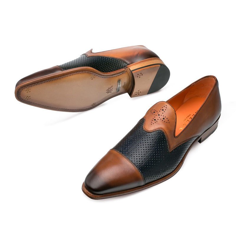 Mezlan Bora Calfskin Shoes Tan / Blue