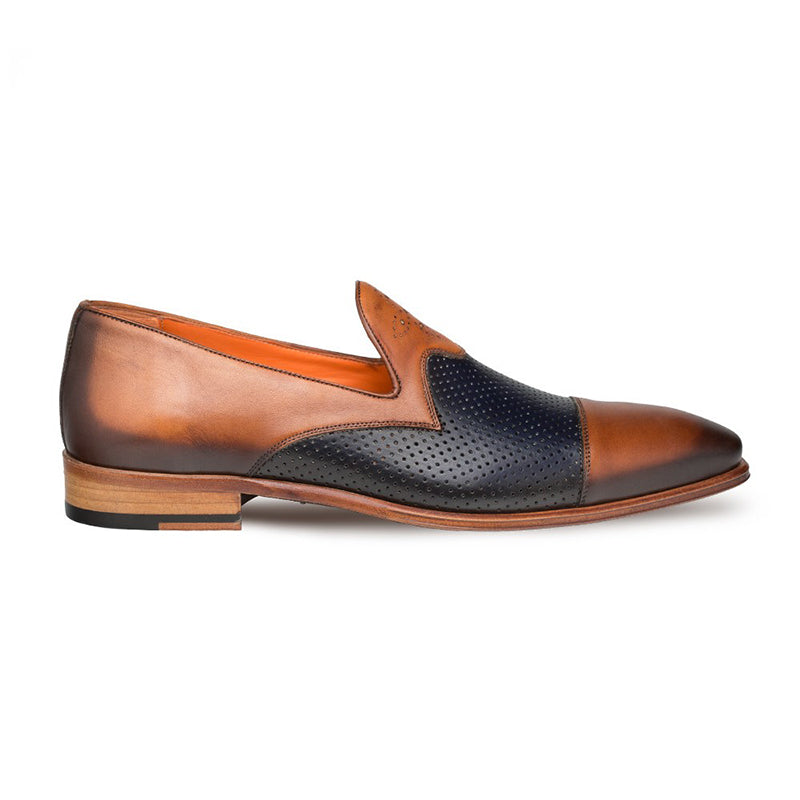 Mezlan Bora Calfskin Shoes Tan / Blue