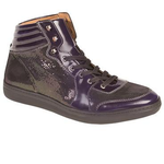 Mezlan Bordeaux Embossed Calfskin Flourescent Sneakers Grape