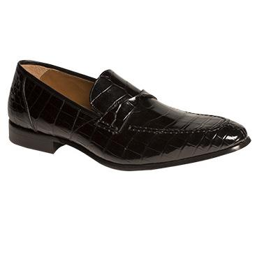Mezlan Bordone Alligator Penny Loafers Black