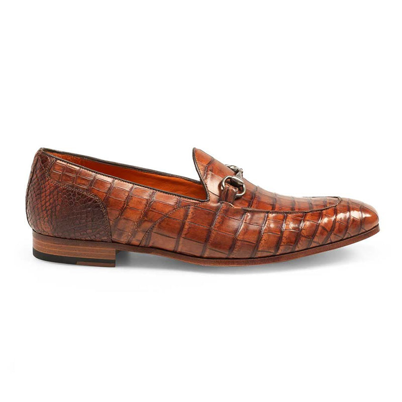 Mezlan Borgese Alligator Bit Loafers Gold