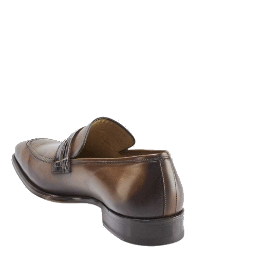 Mezlan Borja Calfskin & Alligator Penny Loafers Cognac / Brown