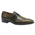 Mezlan Borja Calfskin & Alligator Penny Loafers Olive / Brown