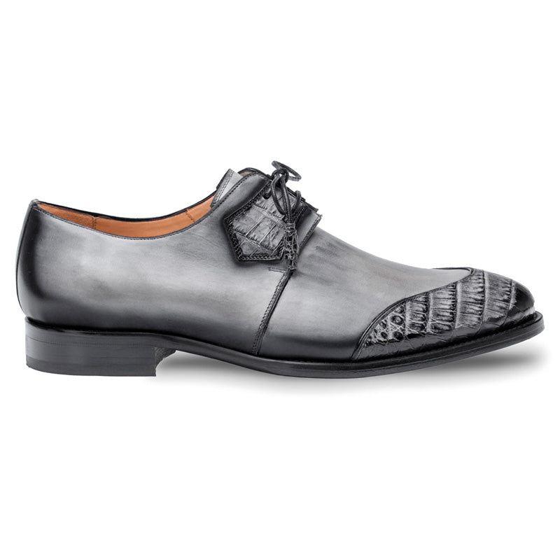 Mezlan Boyd Crocodile Calfskin Shoes Grey Black