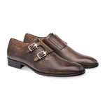 Mezlan Brescia Calfskin Double Monkstrap Shoes Brown