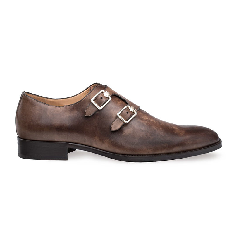 Mezlan Brescia Calfskin Double Monkstrap Shoes Brown