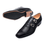 Mezlan Brescia Double Monk Strap Shoes Black