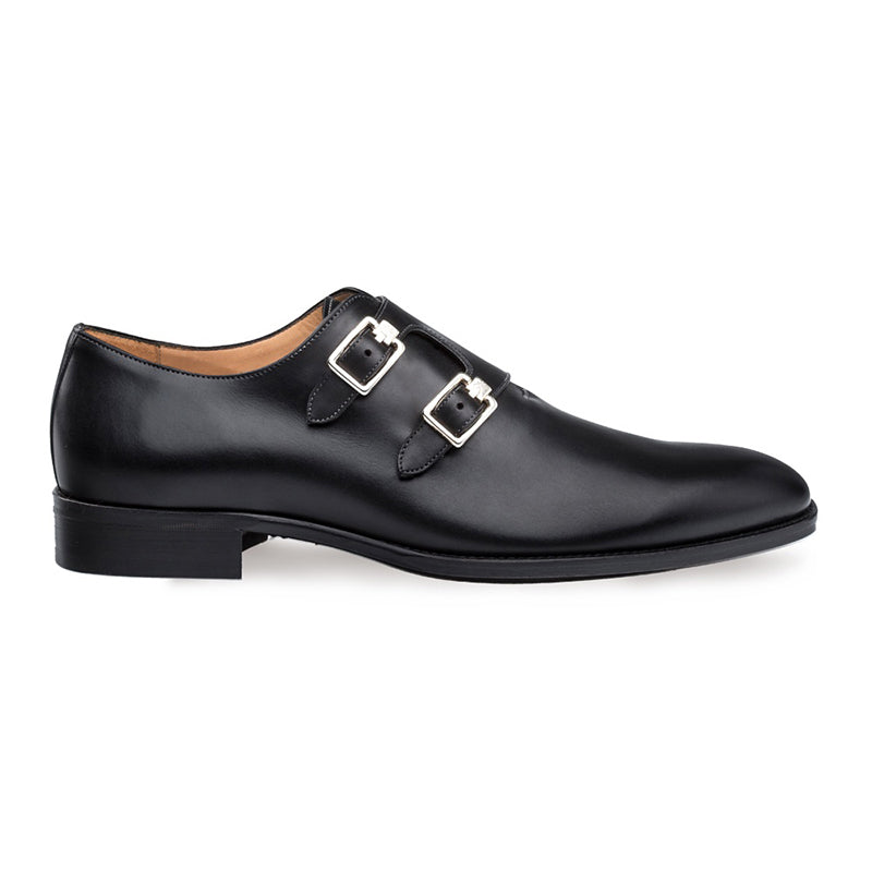 Mezlan Brescia Double Monk Strap Shoes Black