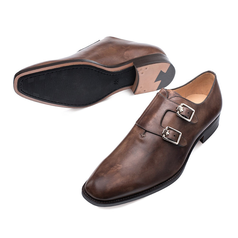 Mezlan Brescia Double Monk Strap Shoes Brown