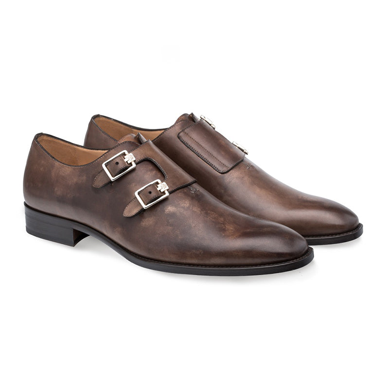 Mezlan Brescia Double Monk Strap Shoes Brown