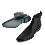 Mezlan Brock Calfskin Plain Toe Chelsea Boots Black