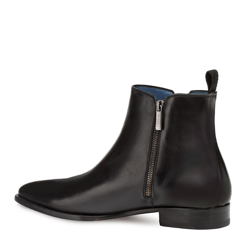 Mezlan Brock Calfskin Plain Toe Chelsea Boots Black